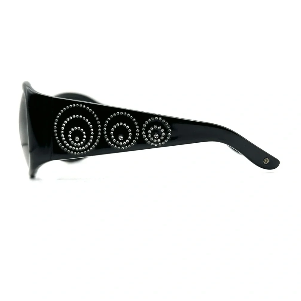 Chopard Rectangle Black Sunglasses Polka Dot Crystals RARE